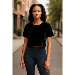 Pink Victoria's Secret velvet black top small